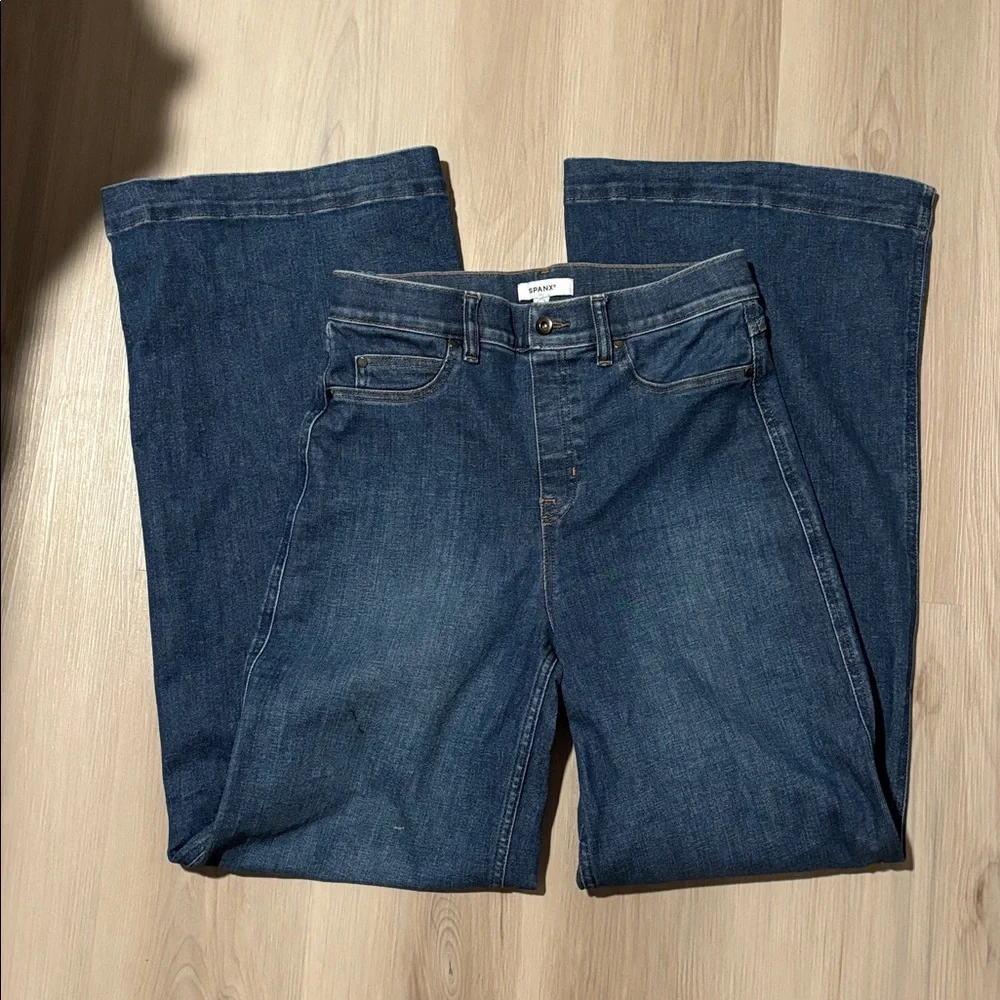 SPANX Dark Blue Flare & Wide Leg Jeans - Picture 2 of 7